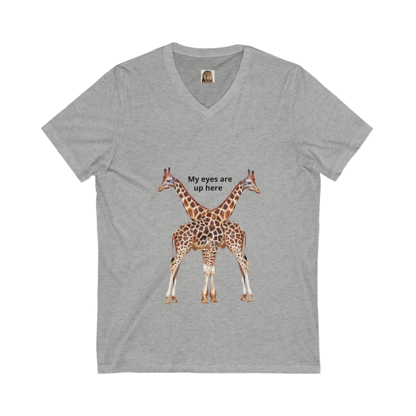 Women's Giraffe Humor V-Neck Tee for Animal Lovers