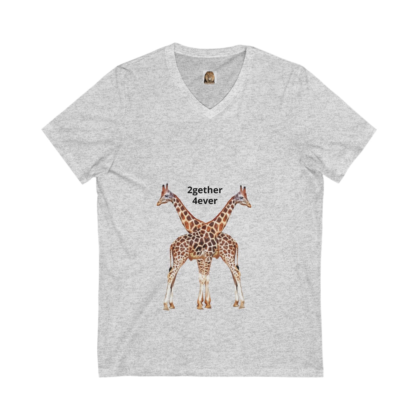 Giraffe Couple Romantic Unisex V-Neck Tee for Animal Lovers