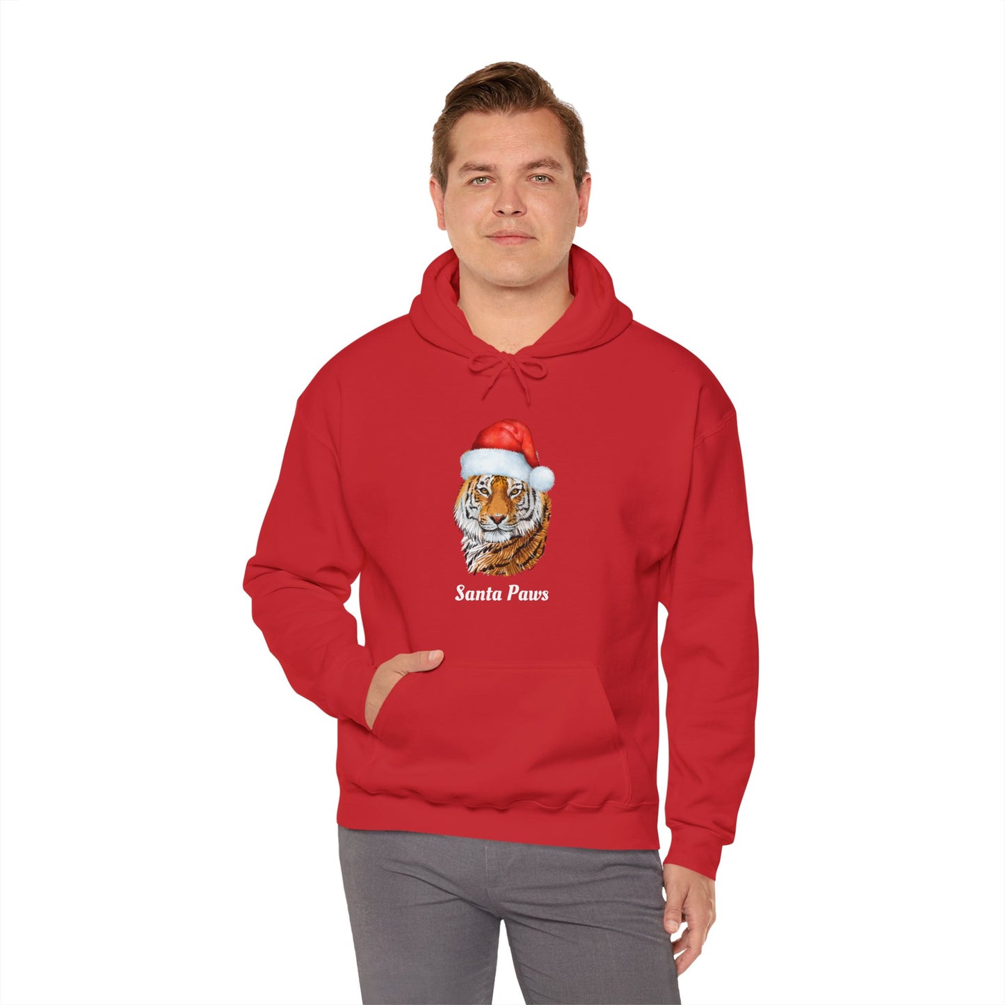 Unisex Tiger Santa Hooded Sweatshirt