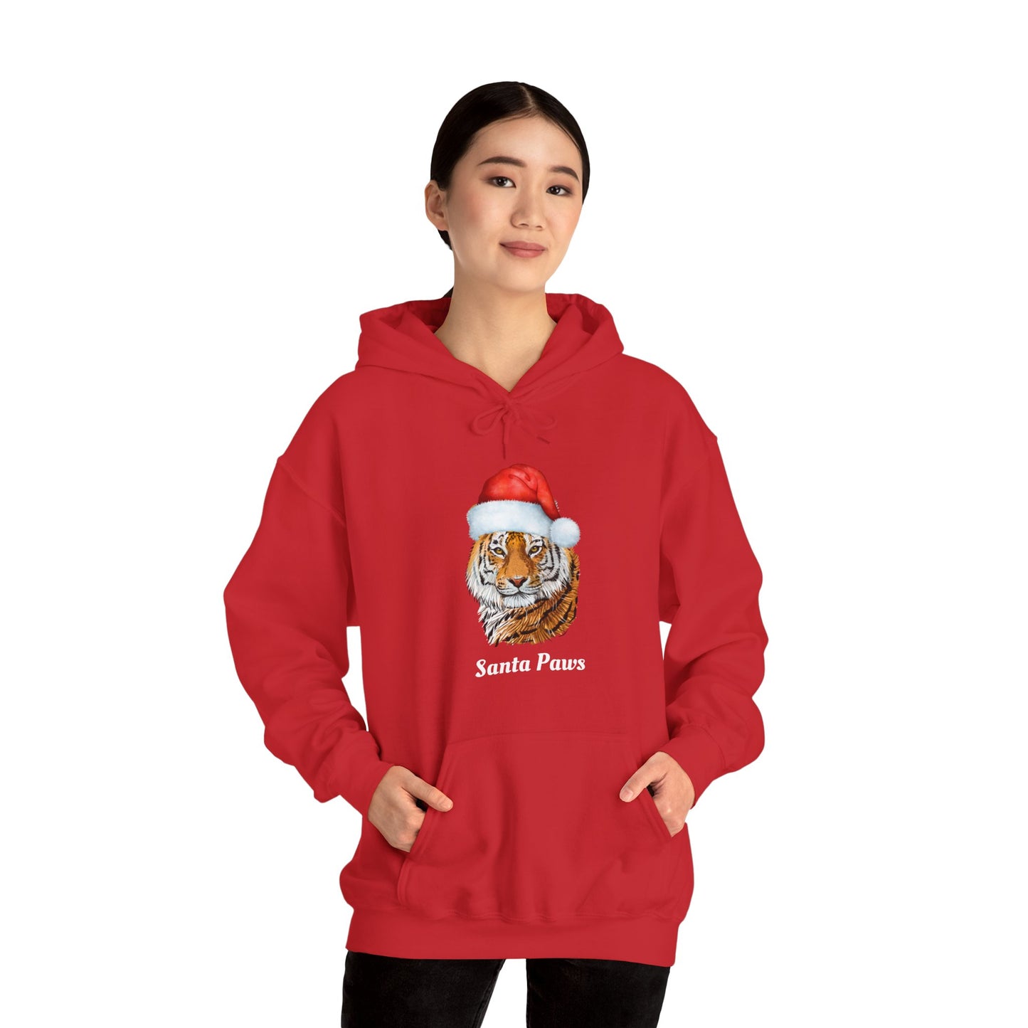 Unisex Tiger Santa Hooded Sweatshirt