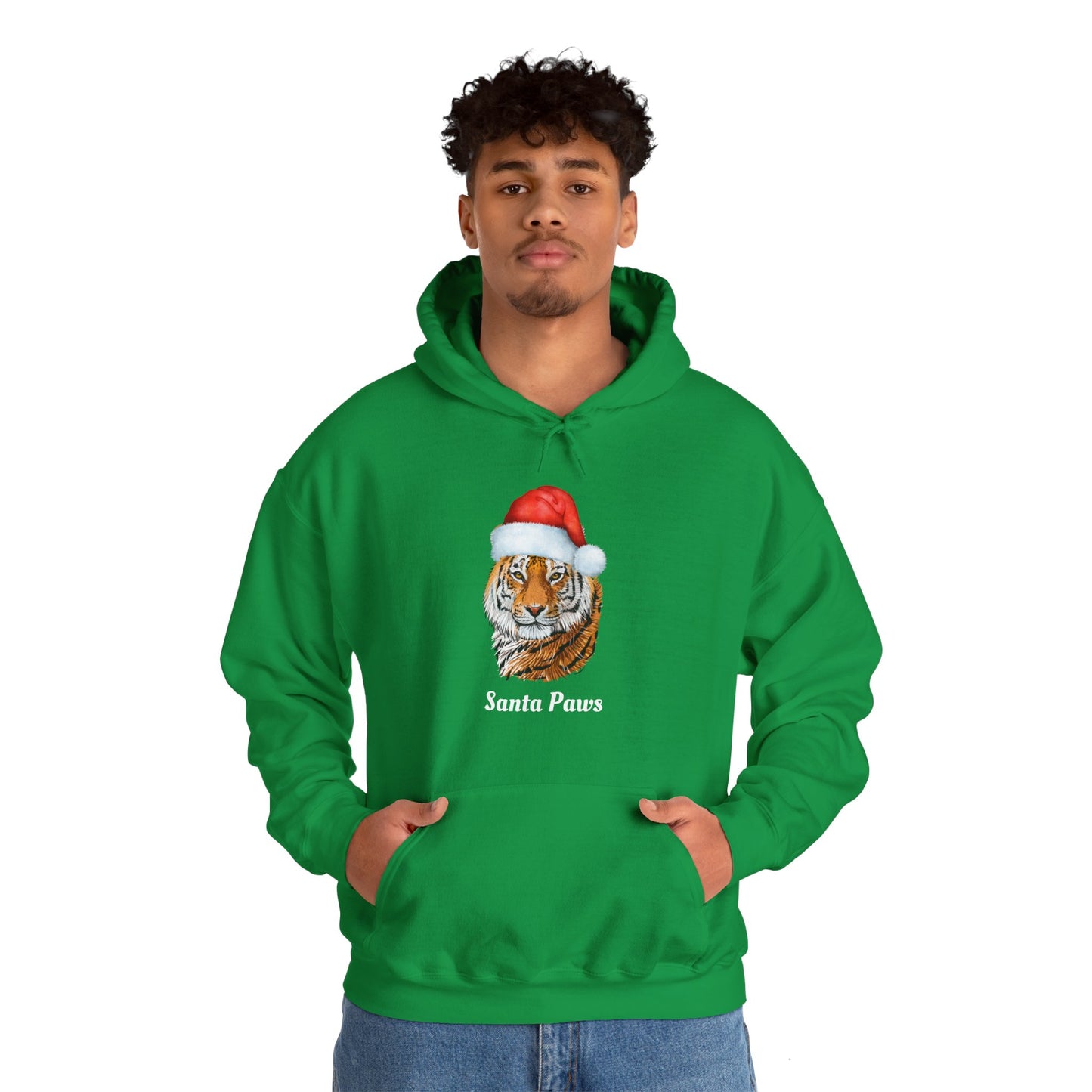 Unisex Tiger Santa Hooded Sweatshirt