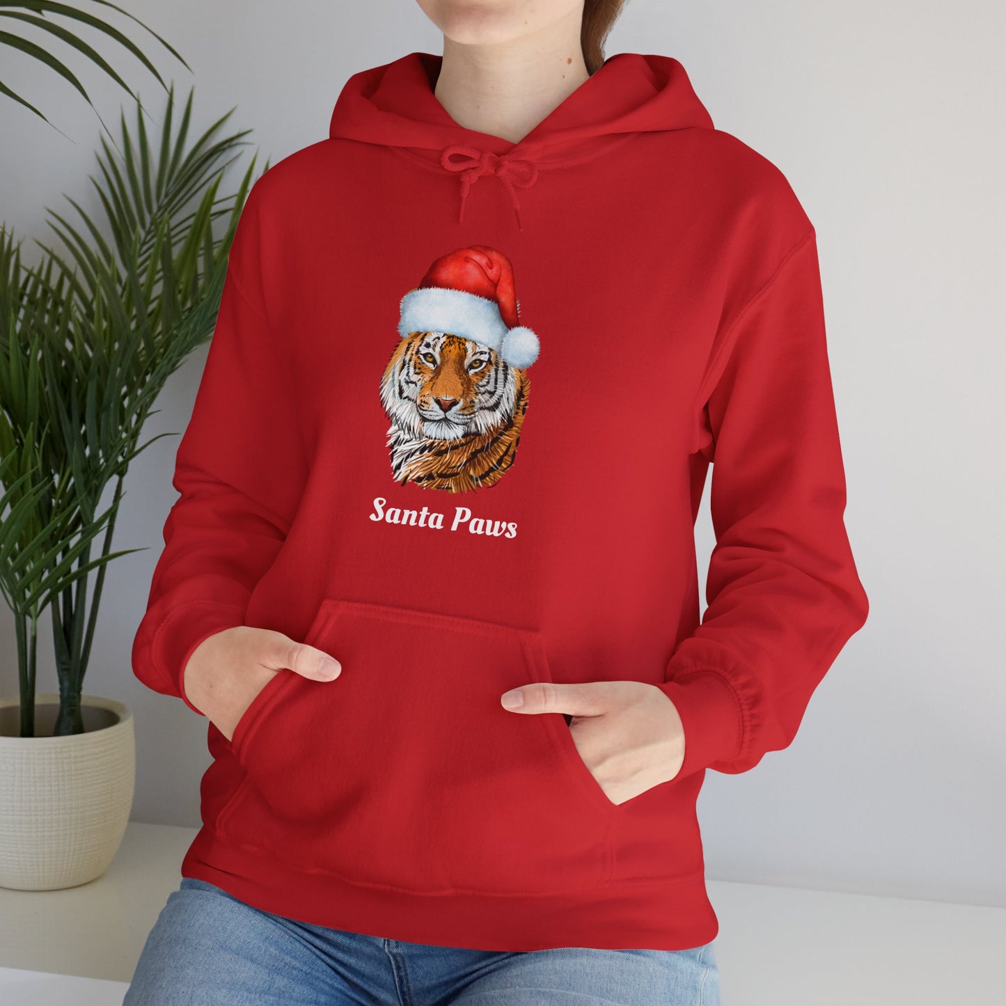 Unisex Tiger Santa Hooded Sweatshirt