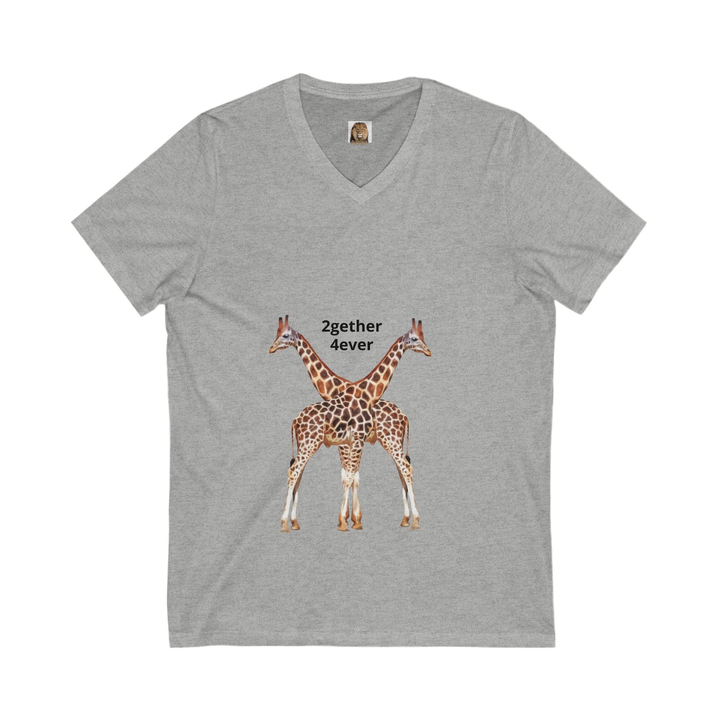 Giraffe Couple Romantic Unisex V-Neck Tee for Animal Lovers