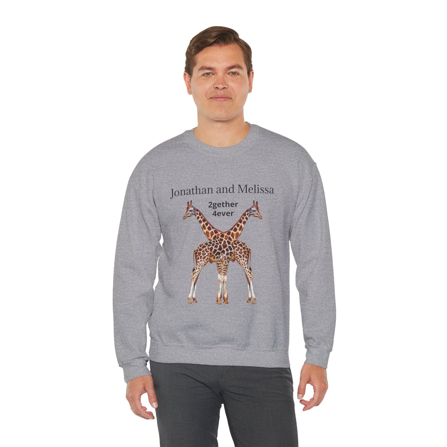 Personalized Giraffe Love Crewneck Sweatshirt for Animal Lovers