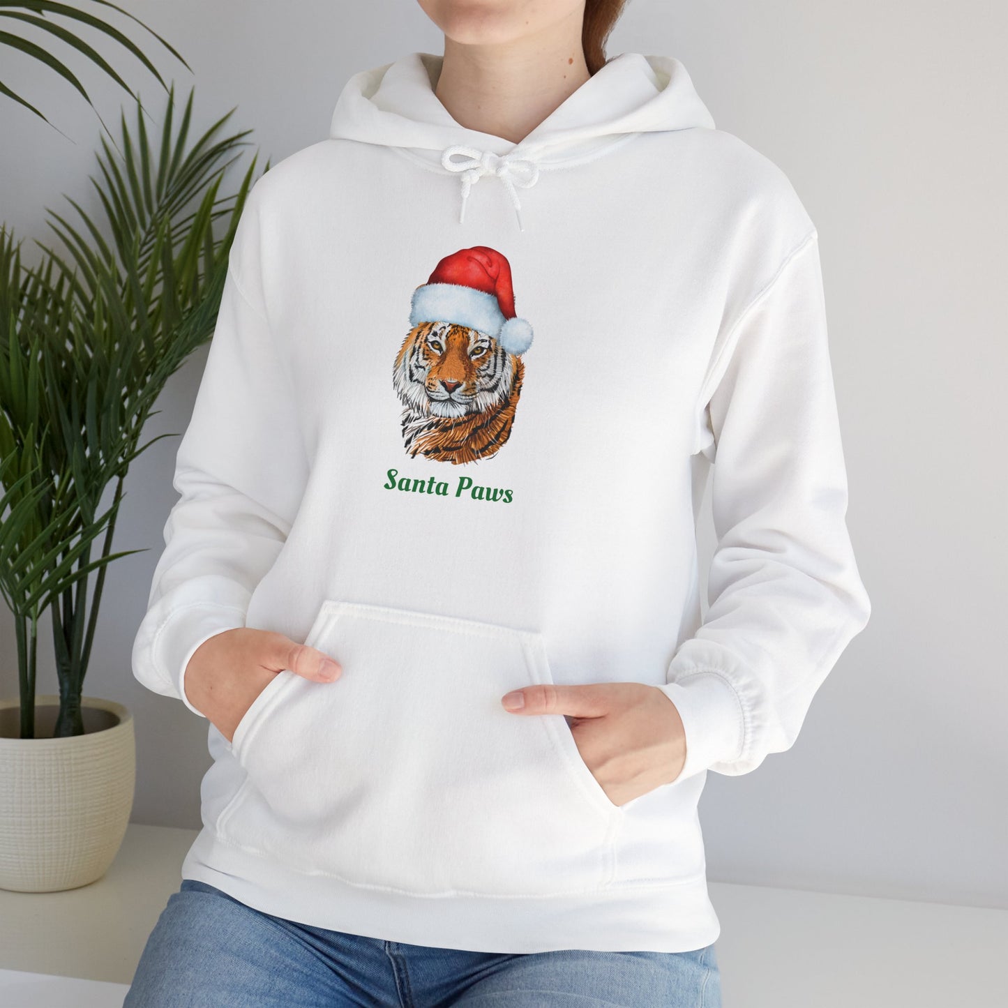 Unisex Tiger Santa Hooded Sweatshirt
