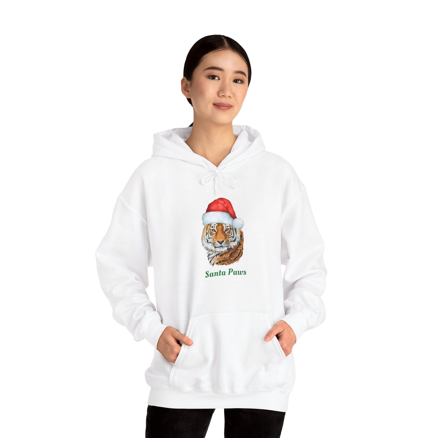 Unisex Tiger Santa Hooded Sweatshirt