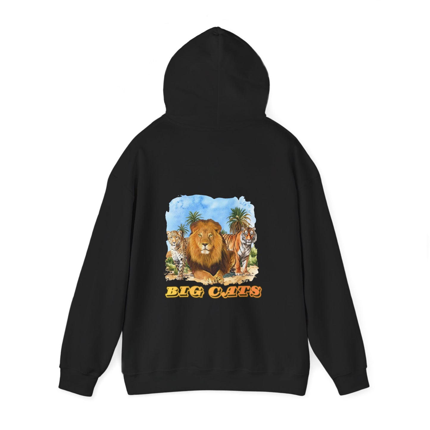 Men's Big Cats Trio Hooded Sweatshirt - Cheetah, Lion, and Tiger