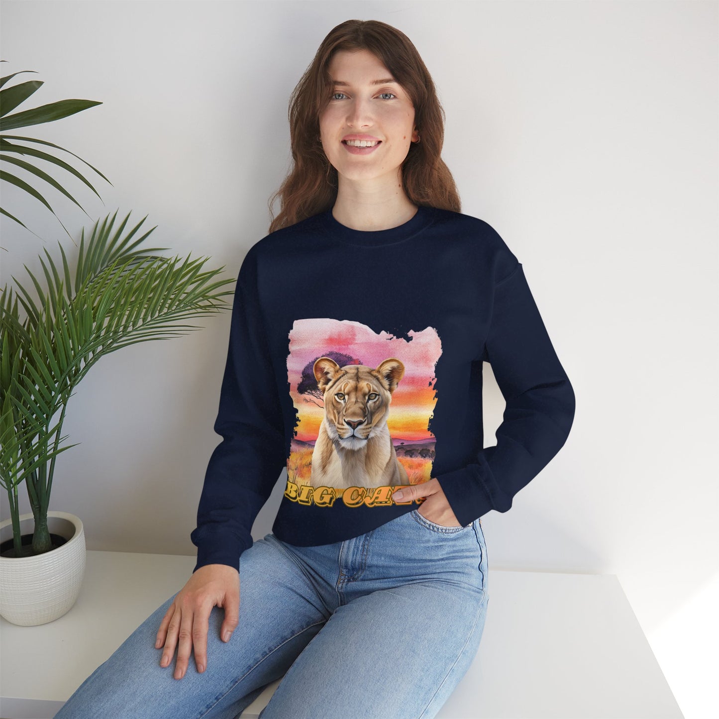 Women's Lioness Big Cats Sunset Crewneck Sweatshirt