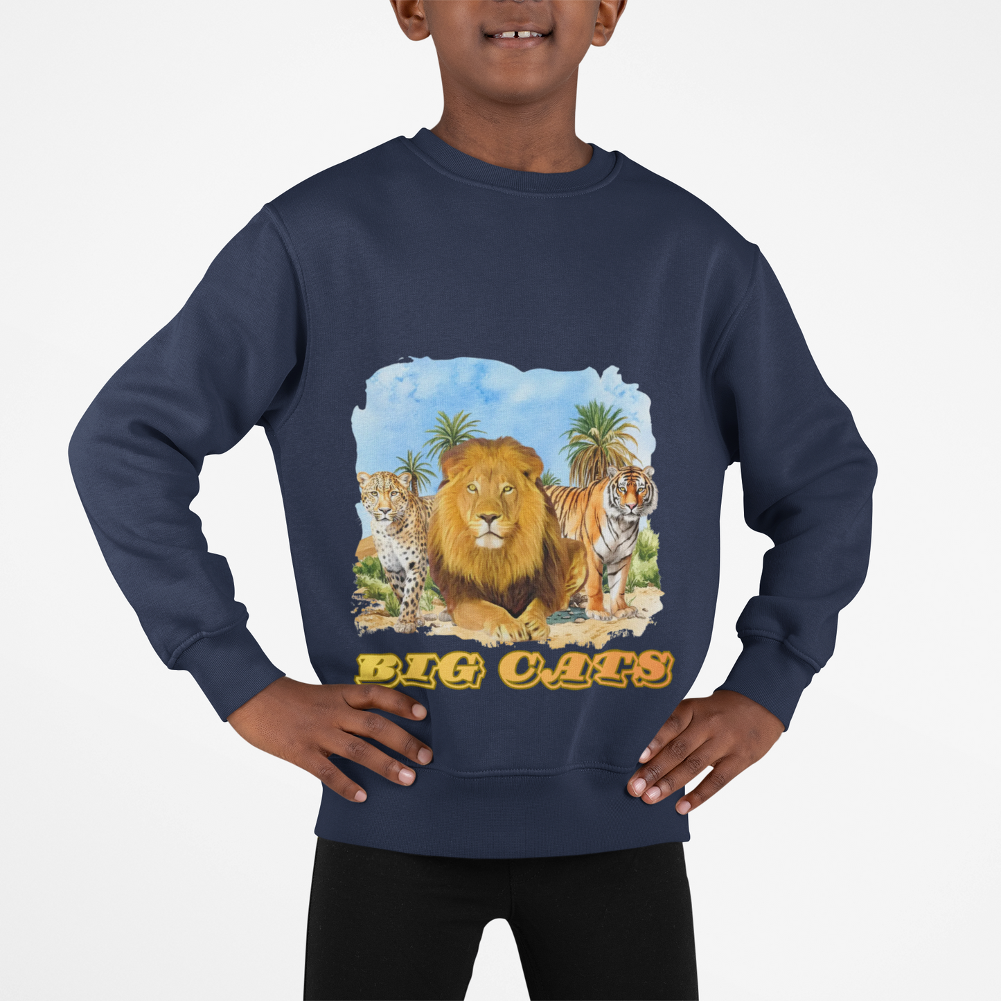 Boys Big Cats Cheetah Crewneck Sweatshirt
