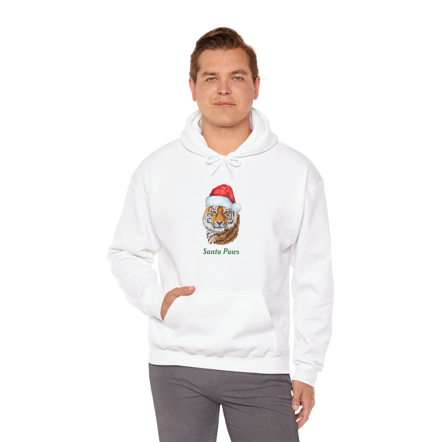 Unisex Tiger Santa Hooded Sweatshirt