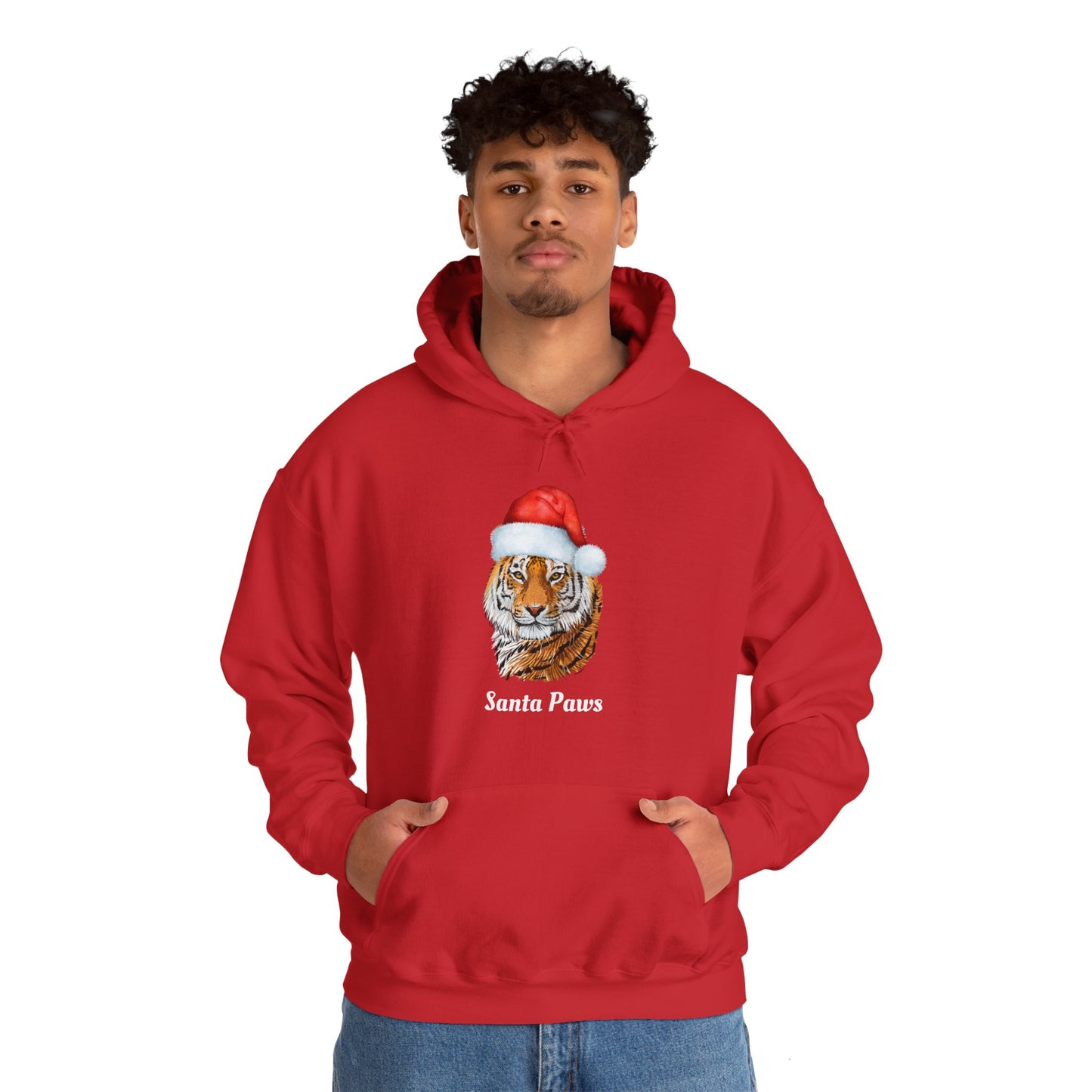 Unisex Tiger Santa Hooded Sweatshirt