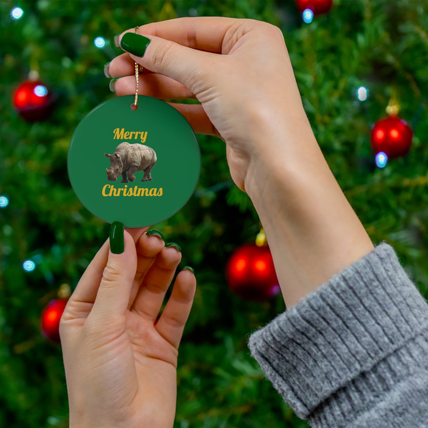 Rhino Christmas Ornament