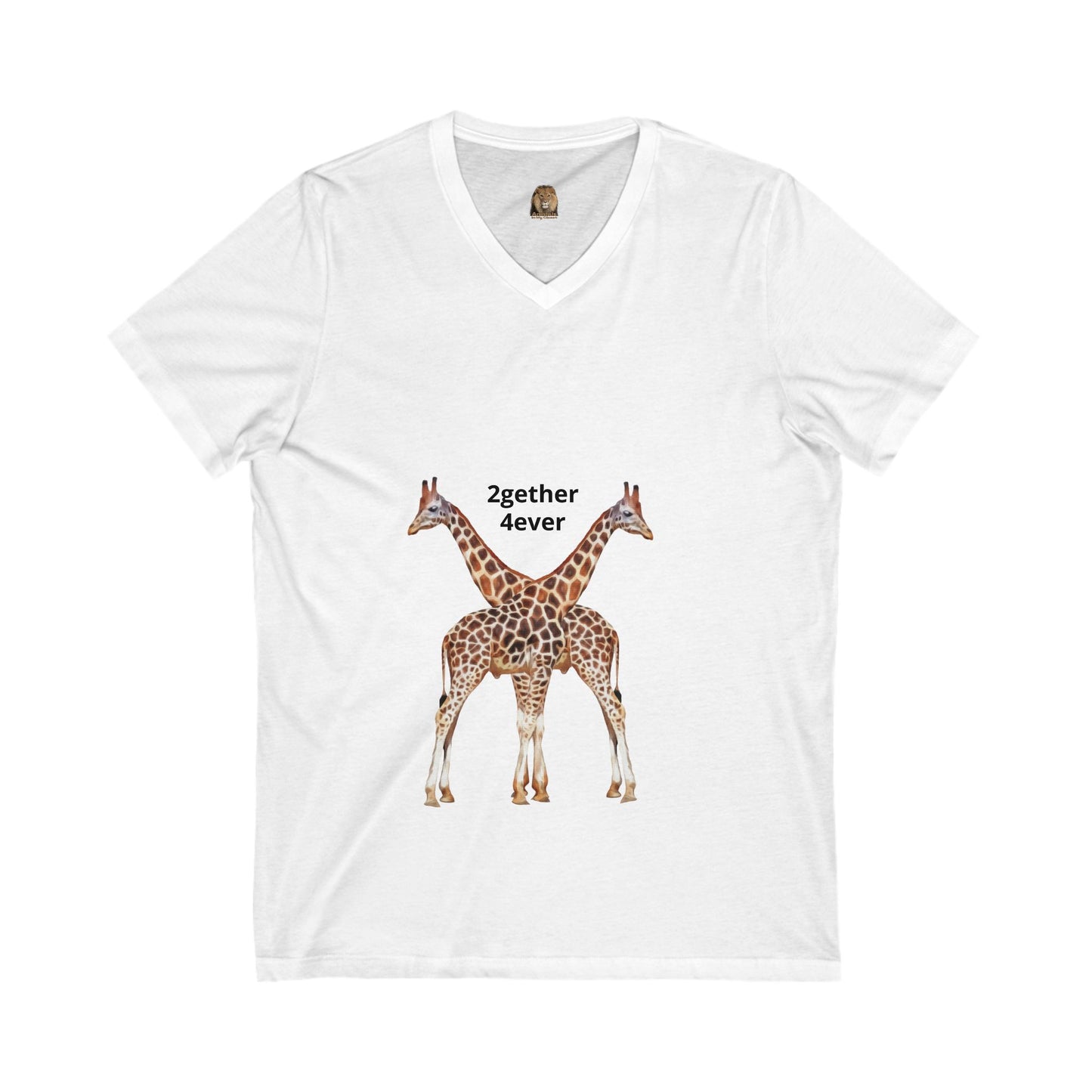 Giraffe Couple Romantic Unisex V-Neck Tee for Animal Lovers