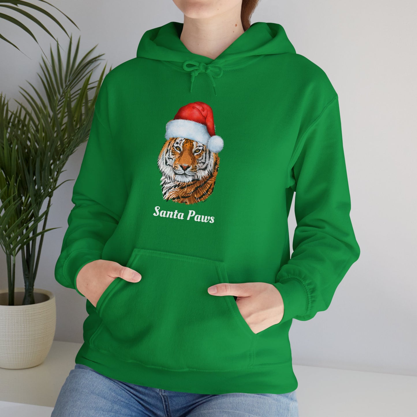 Unisex Tiger Santa Hooded Sweatshirt