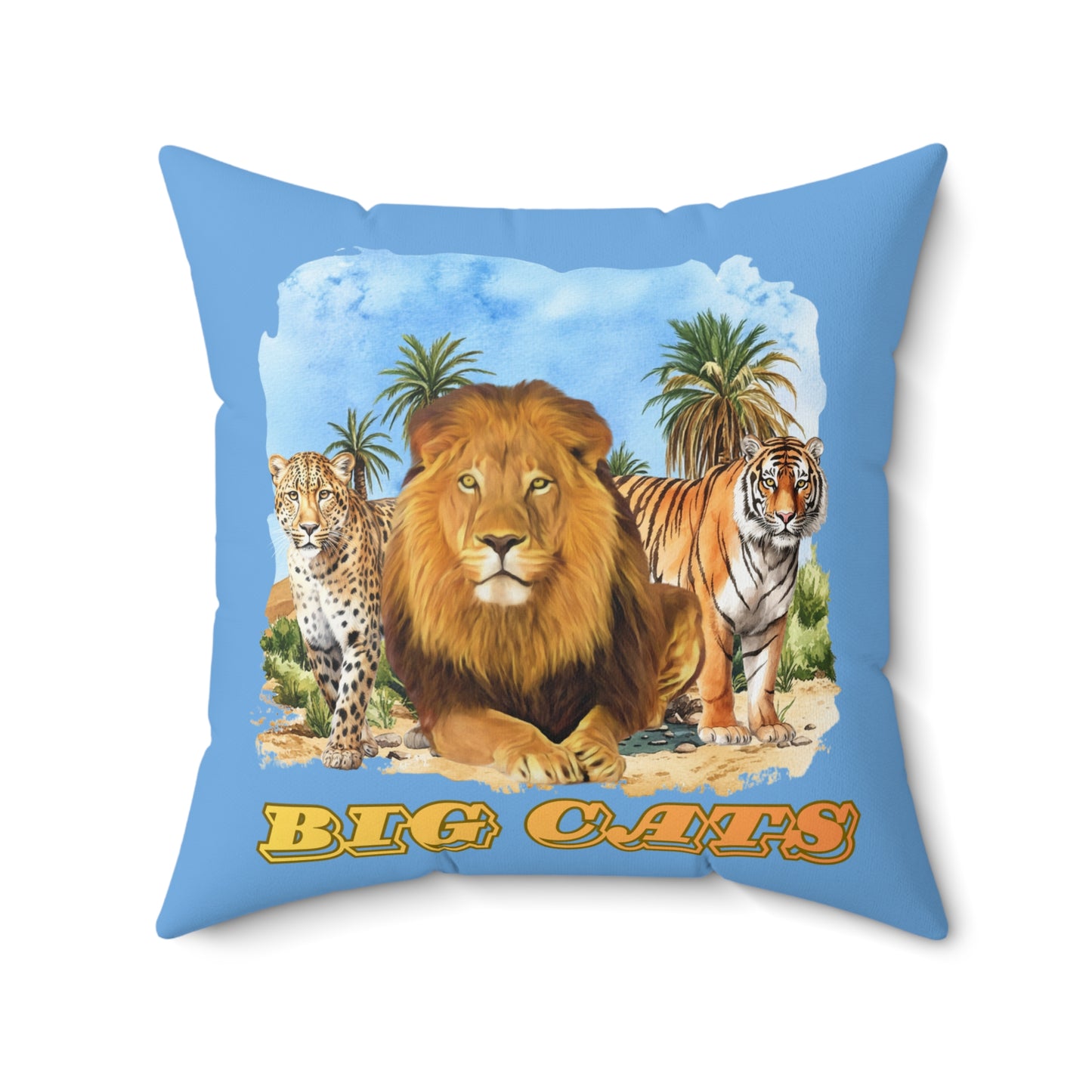 Polyester Square Big Cats Pillow