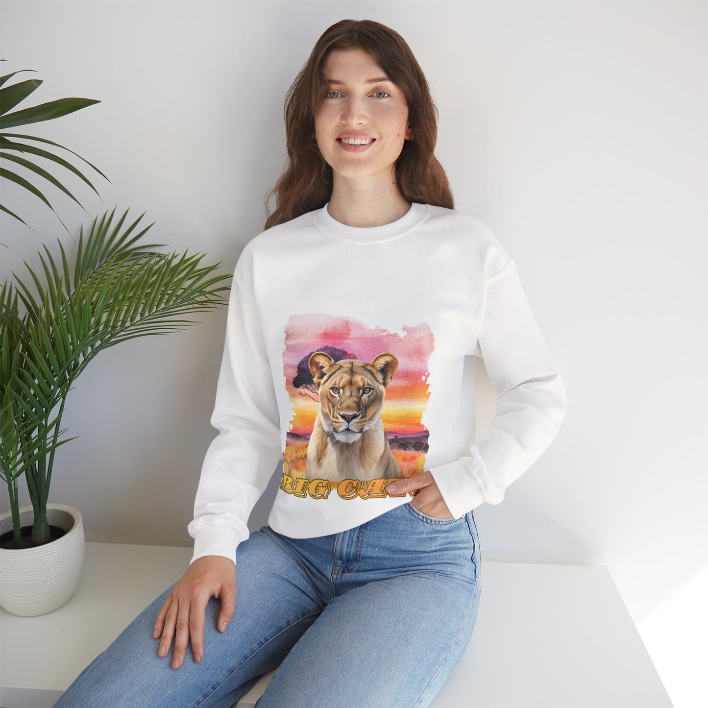 Women's Lioness Big Cats Sunset Crewneck Sweatshirt