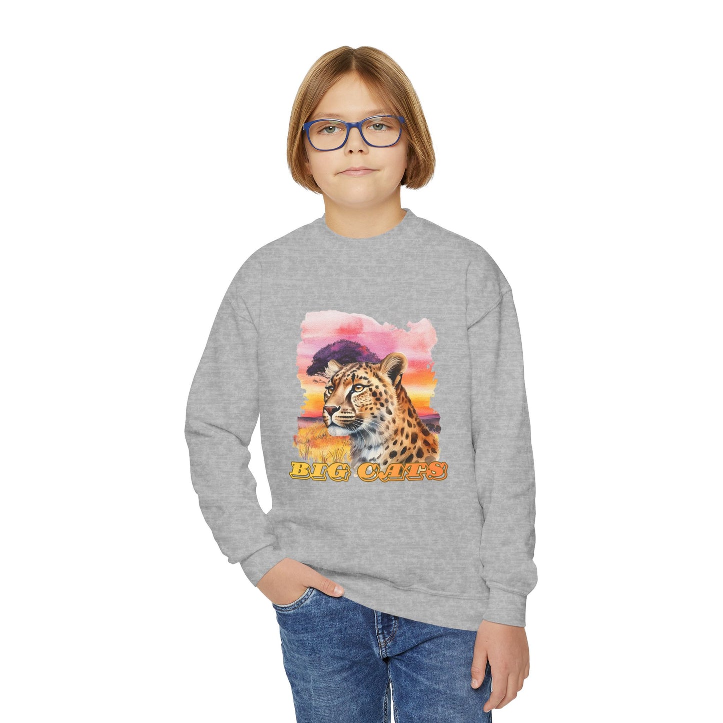 Girl's Cheetah Big Cats Crewneck Sweatshirt