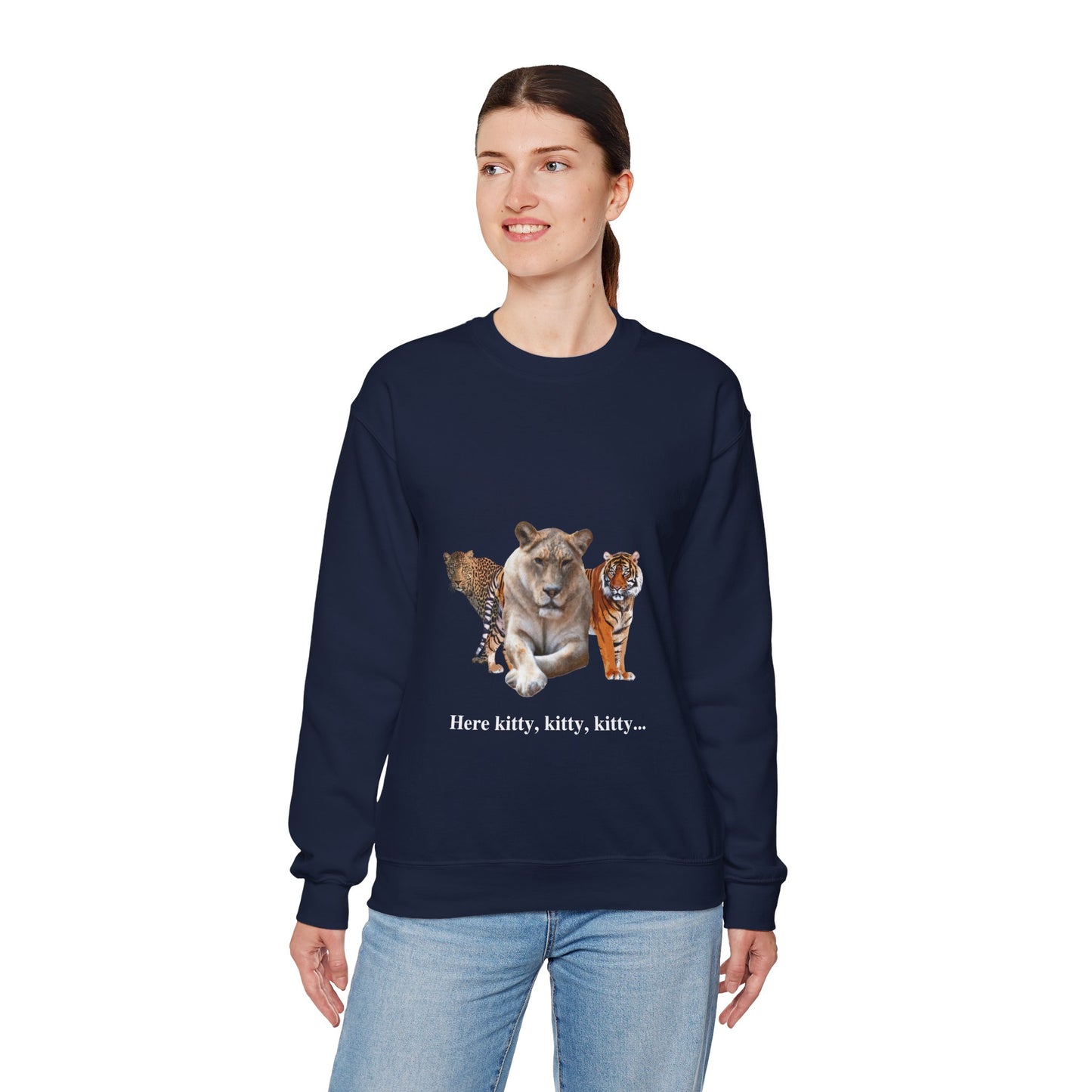 Women's Big Cats Crewneck Sweatshirt — Cheetah, Lion & Tiger
