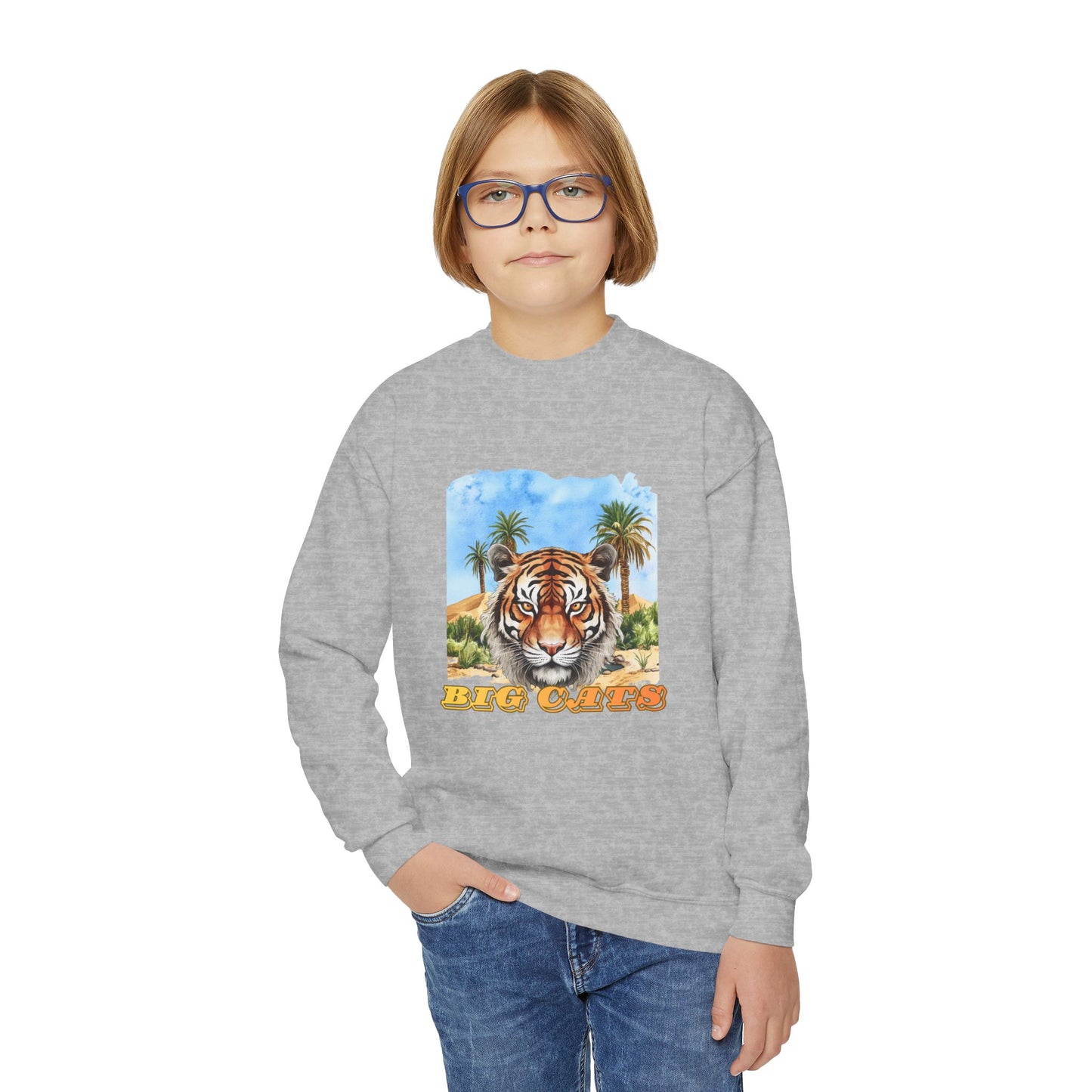 Girl's Big Cats Tiger Crewneck Sweatshirt
