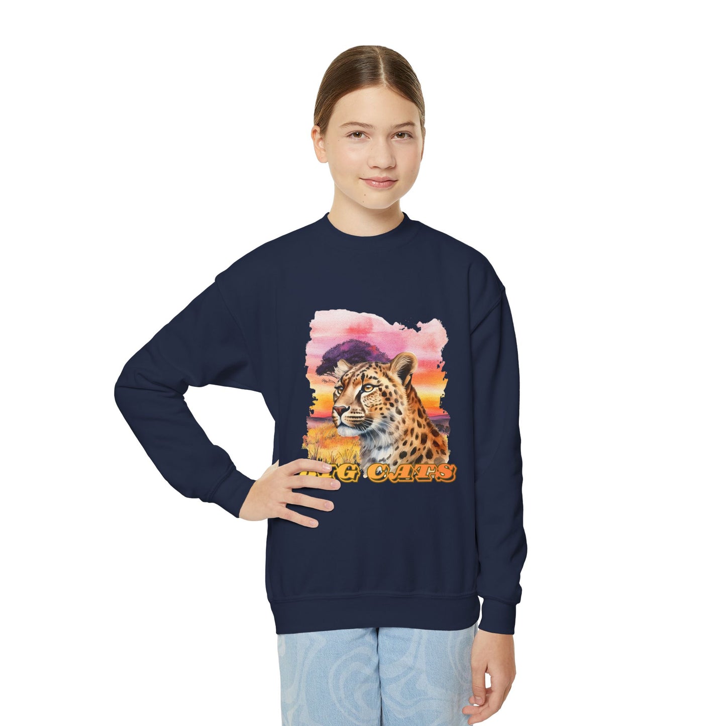 Girl's Cheetah Big Cats Crewneck Sweatshirt