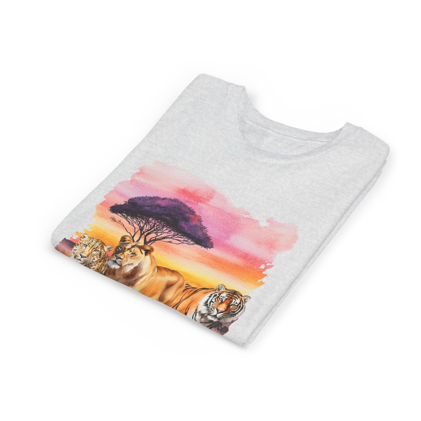 Girls Big Cats Trio Short Sleeve Tee (Lion, Tiger, Cheetah)