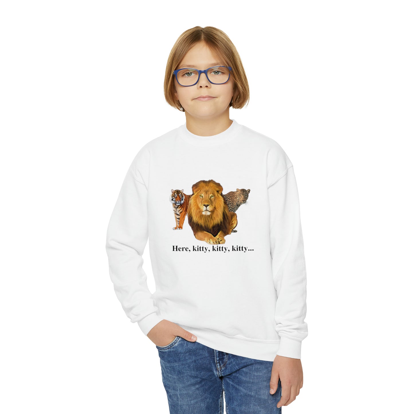 Youth Big Cats Lion Crewneck Sweatshirt