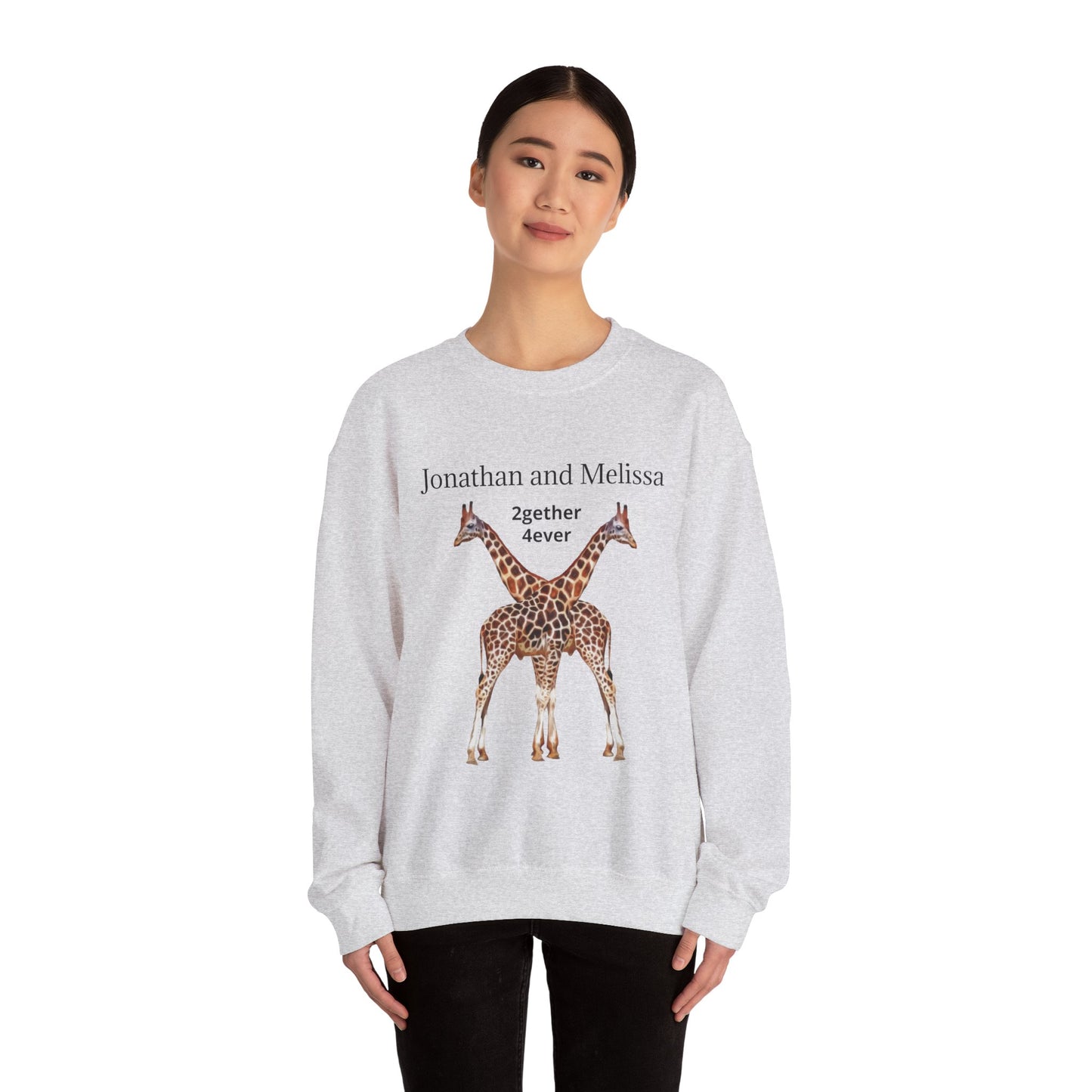 Personalized Giraffe Love Crewneck Sweatshirt for Animal Lovers