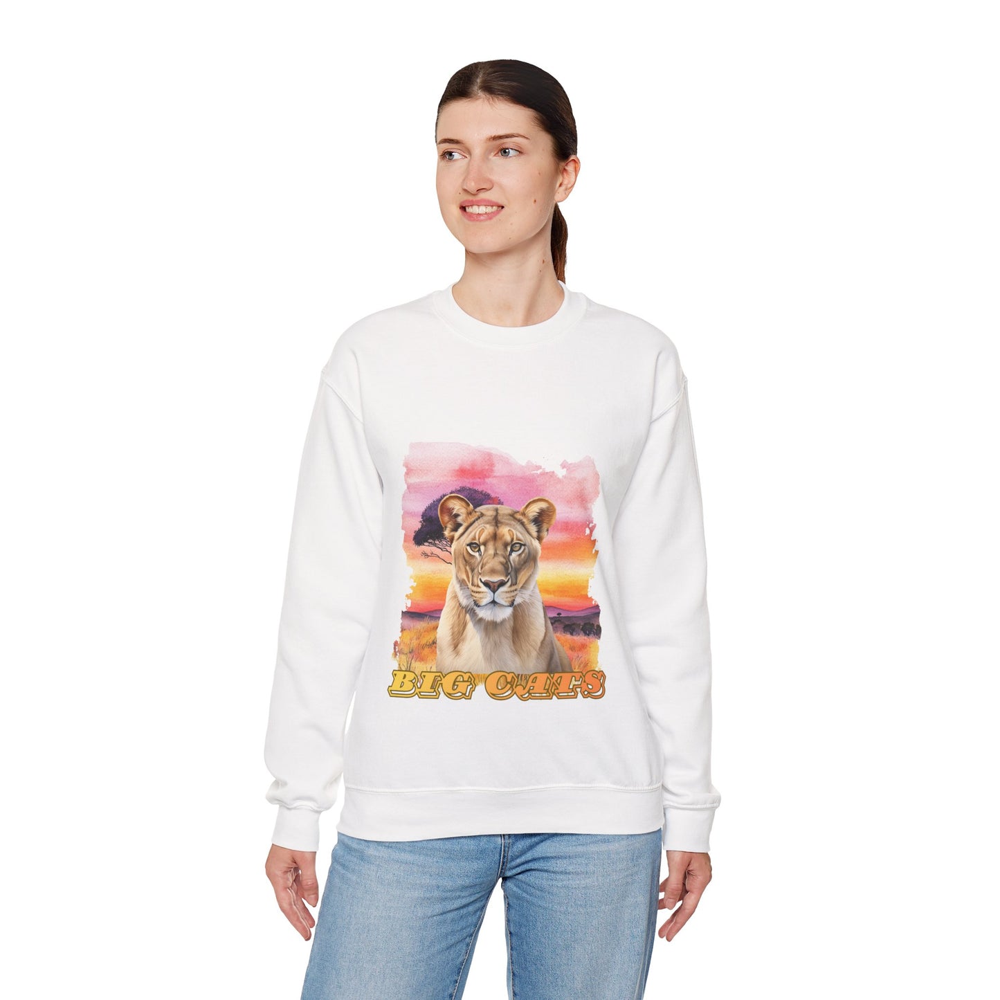 Women's Lioness Big Cats Sunset Crewneck Sweatshirt