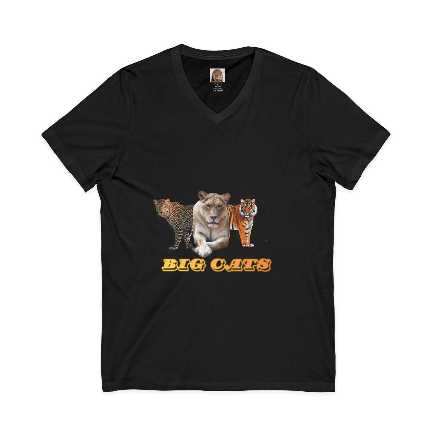 Unisex Big Cats Lioness Short Sleeve V-Neck Tee