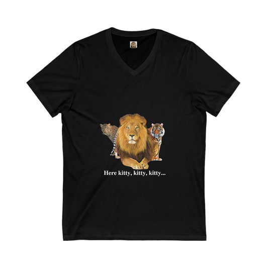 Unisex Big Cats Short Sleeve V-Neck Tee