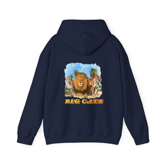 Mens Big Cats Hooded Sweatshirt - Cheetah, Lion, and Tiger