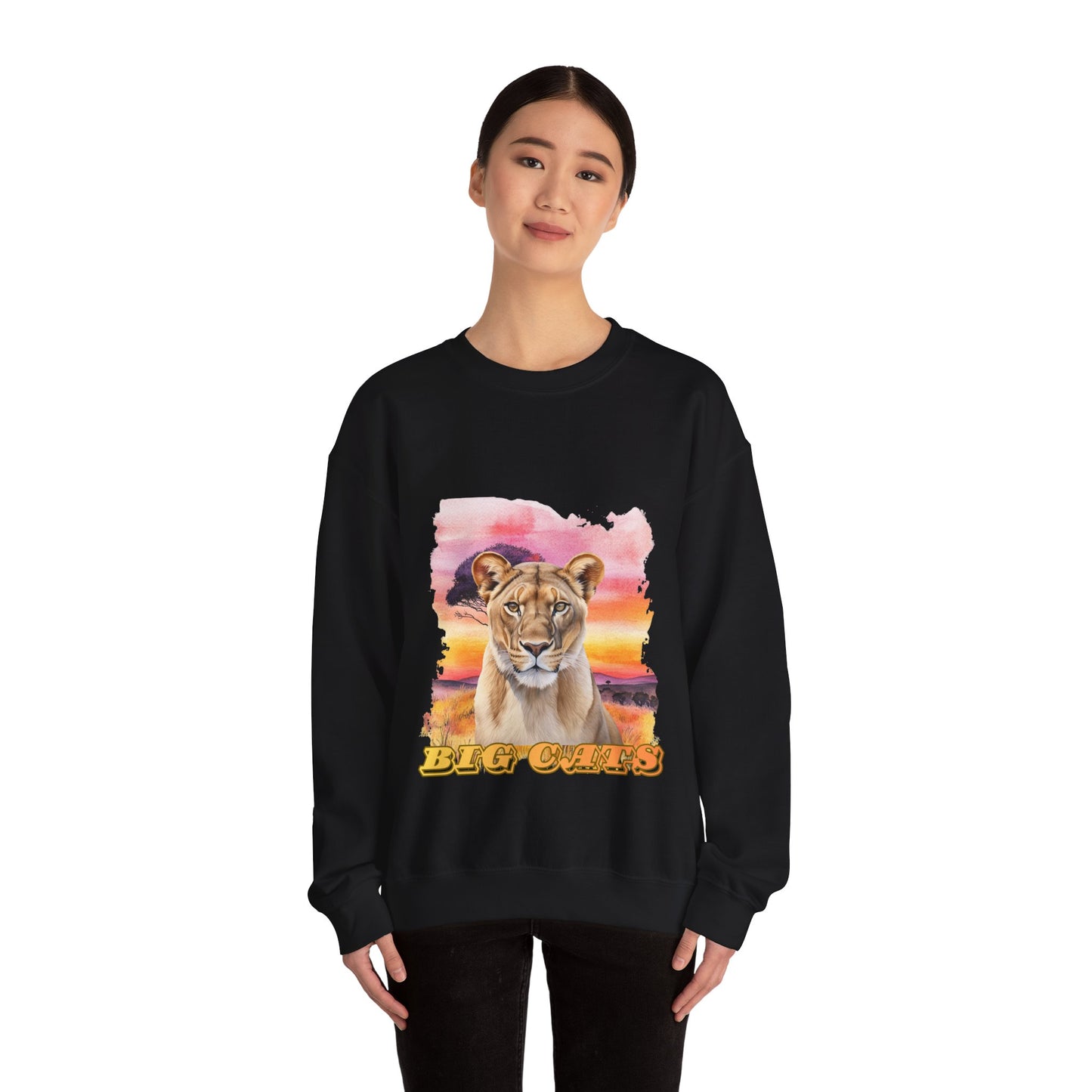 Women's Lioness Big Cats Sunset Crewneck Sweatshirt