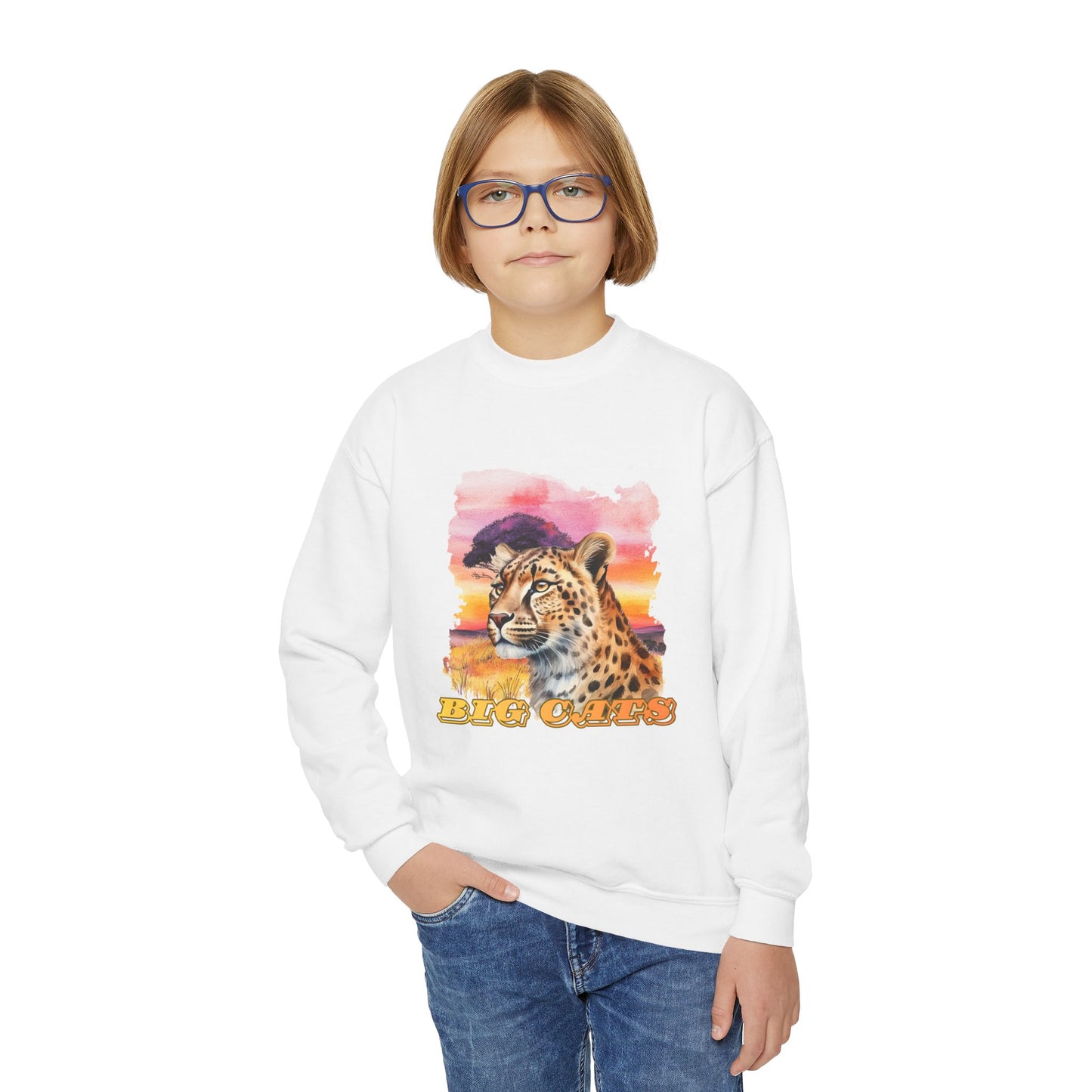 Girl's Cheetah Big Cats Crewneck Sweatshirt