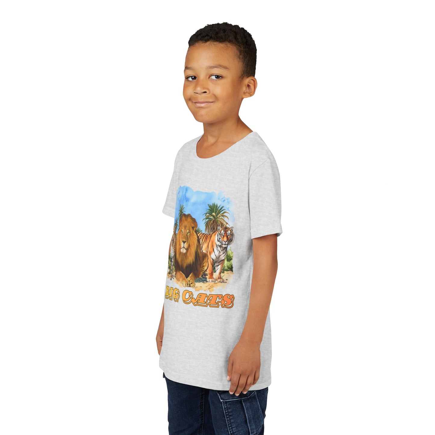 Boys Big Cats Trio Tee Shirt — Lion, Tiger & Cheetah