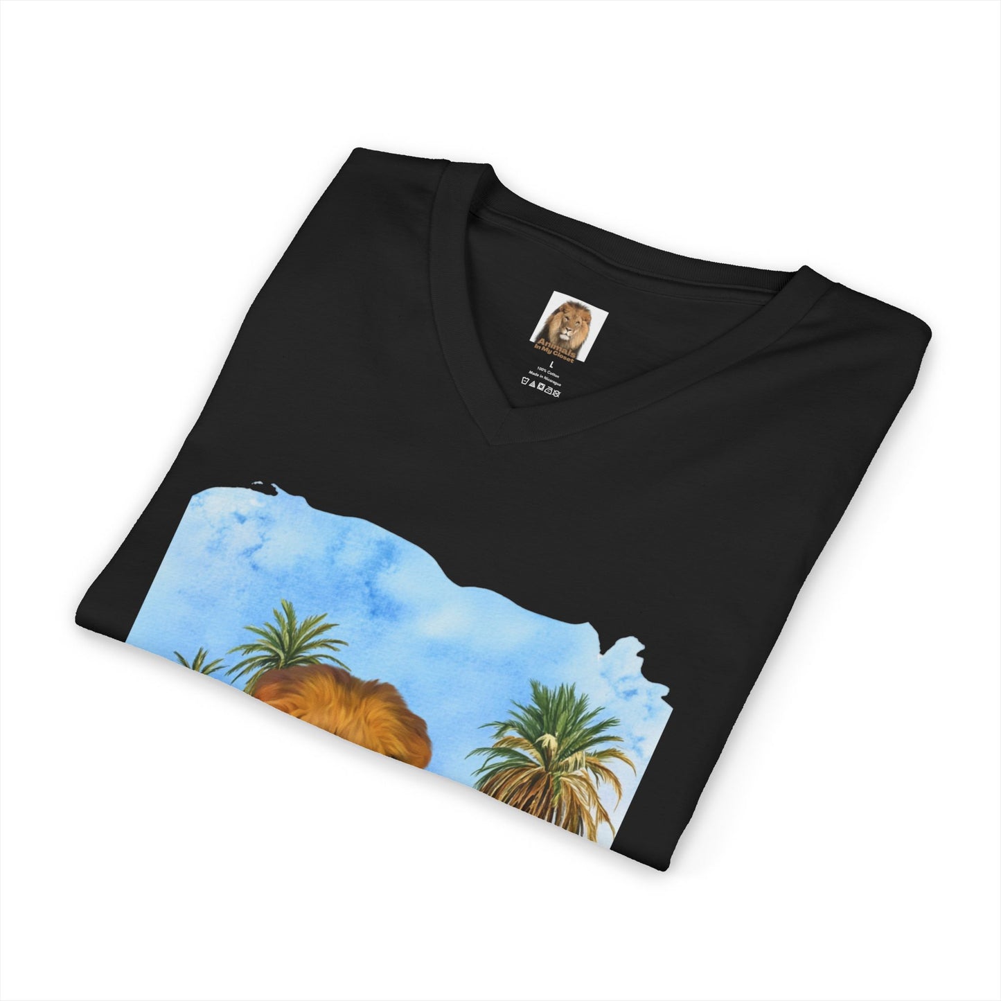 Men's Lion Big Cats Short Sleeve V-Neck Tee