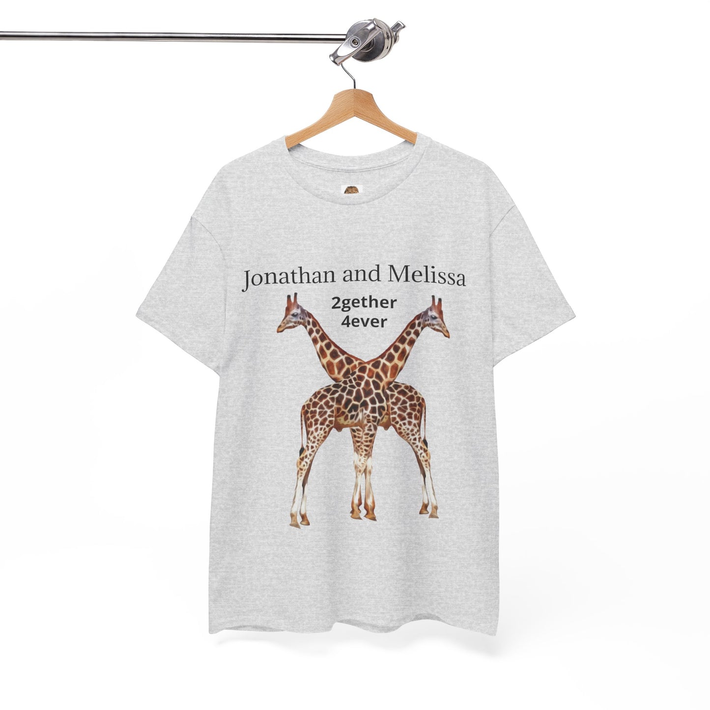 Personalized Giraffe Couple Unisex Crew Neck T-Shirt for Animal Lovers