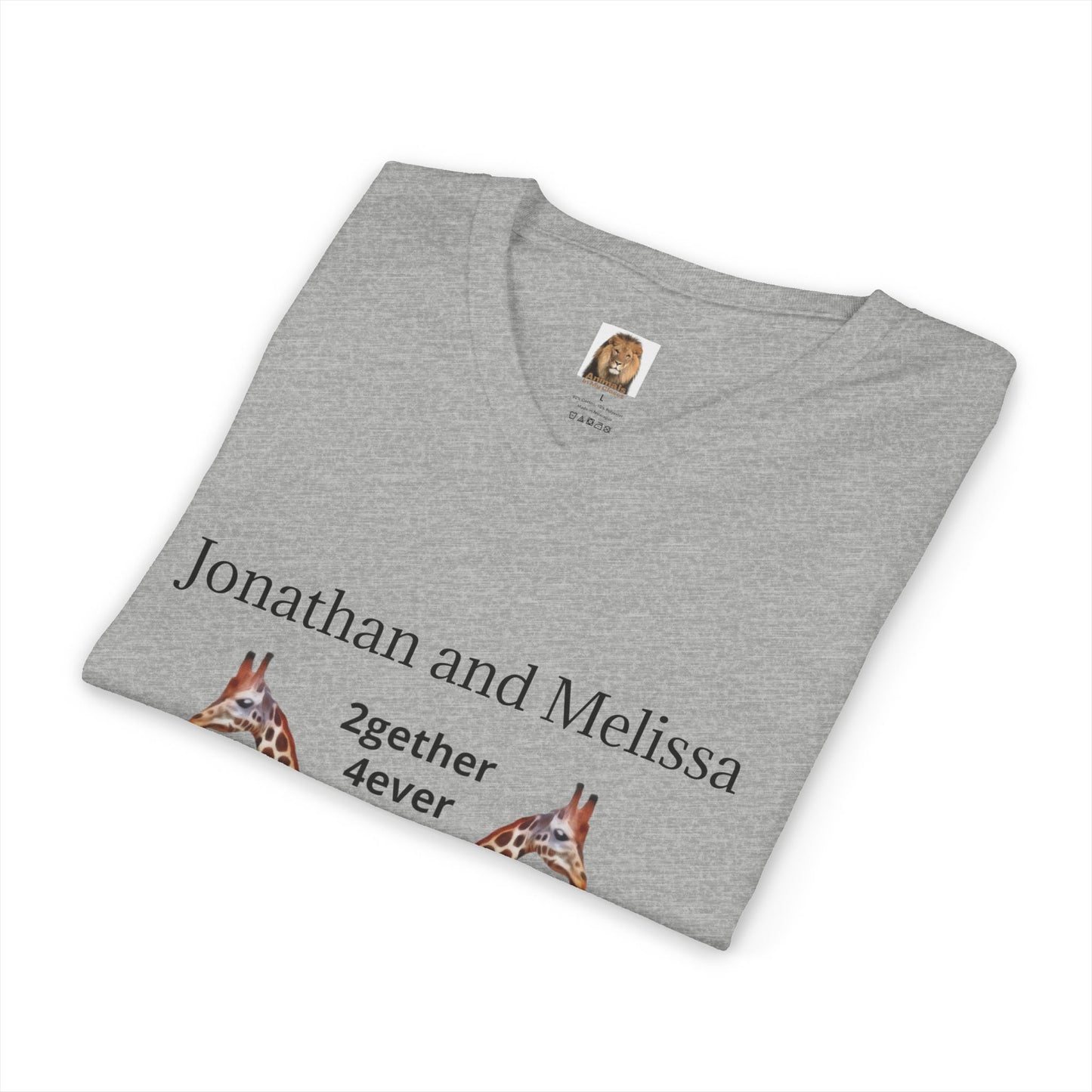 Personalized Giraffe Couple Romantic Unisex V-Neck Tee for Animal Lovers
