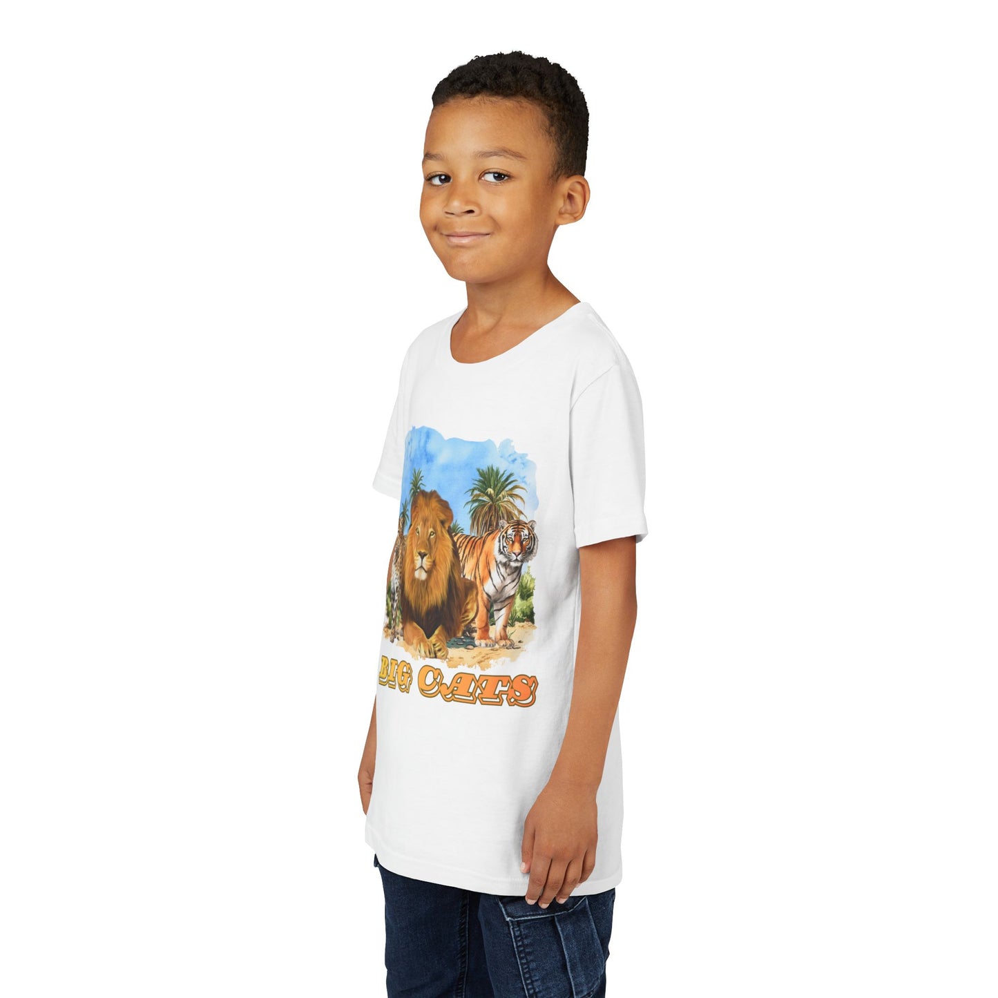 Boys Big Cats Trio Tee Shirt — Lion, Tiger & Cheetah
