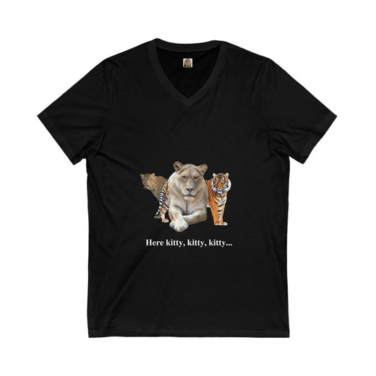 Unisex Big Cats Lioness Short Sleeve V-Neck Tee