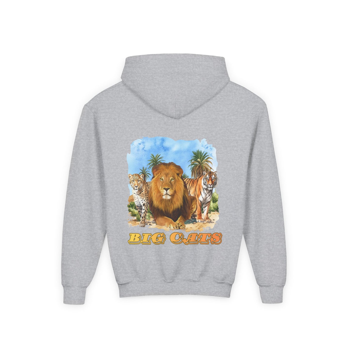 Boys Big Cats Trio Hooded Sweatshirt - Cheetah, Lion and Tiger