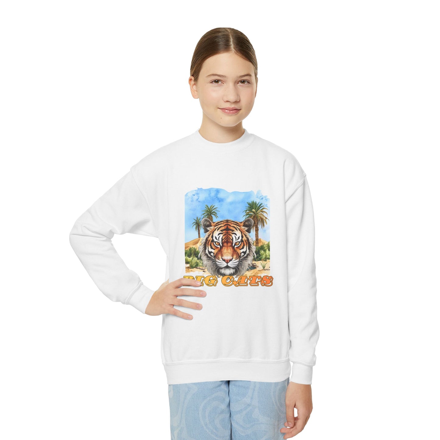 Girl's Big Cats Tiger Crewneck Sweatshirt