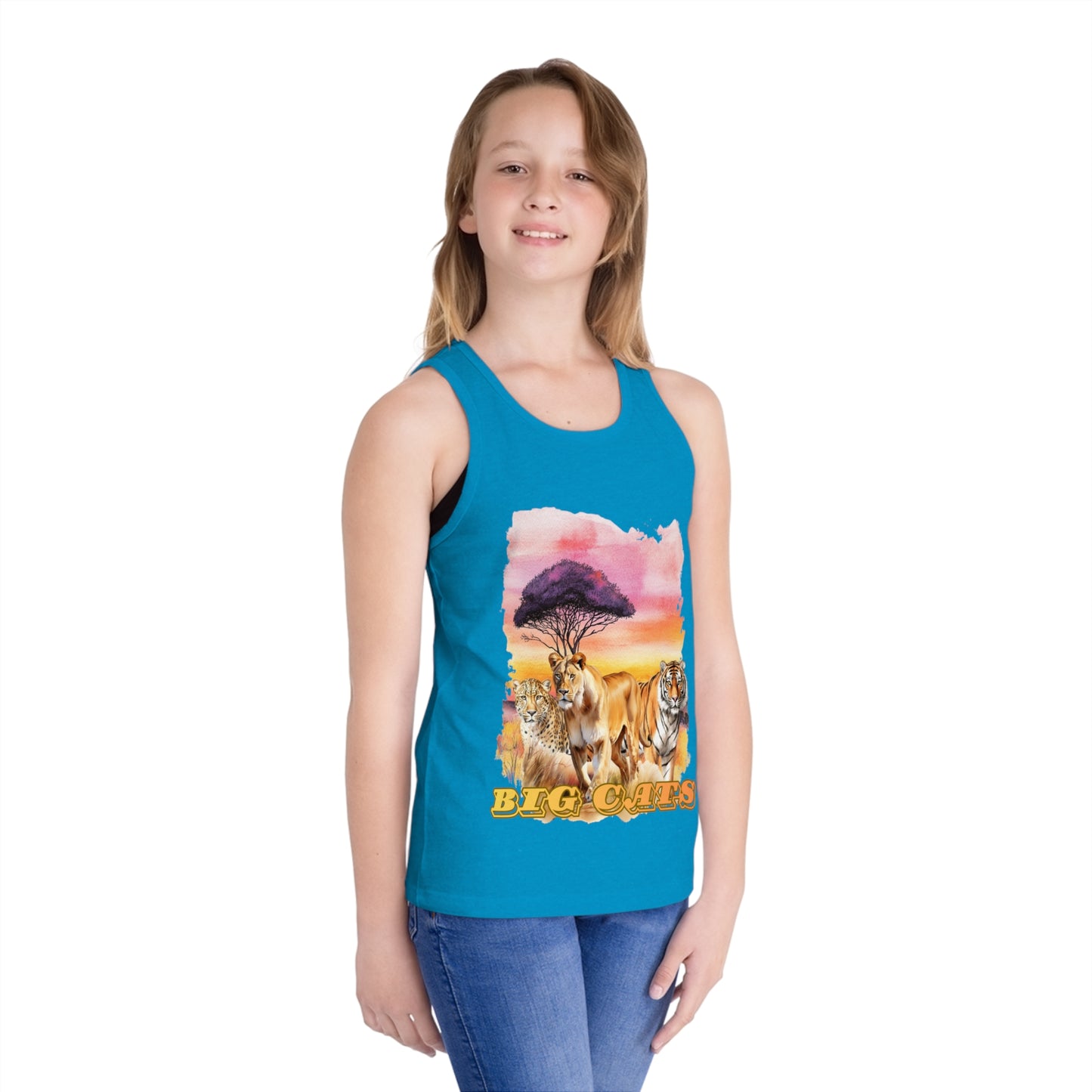 Boy's Big Cats Trio Tank Top - Lioness, Tiger & Cheetah Safari Graphic