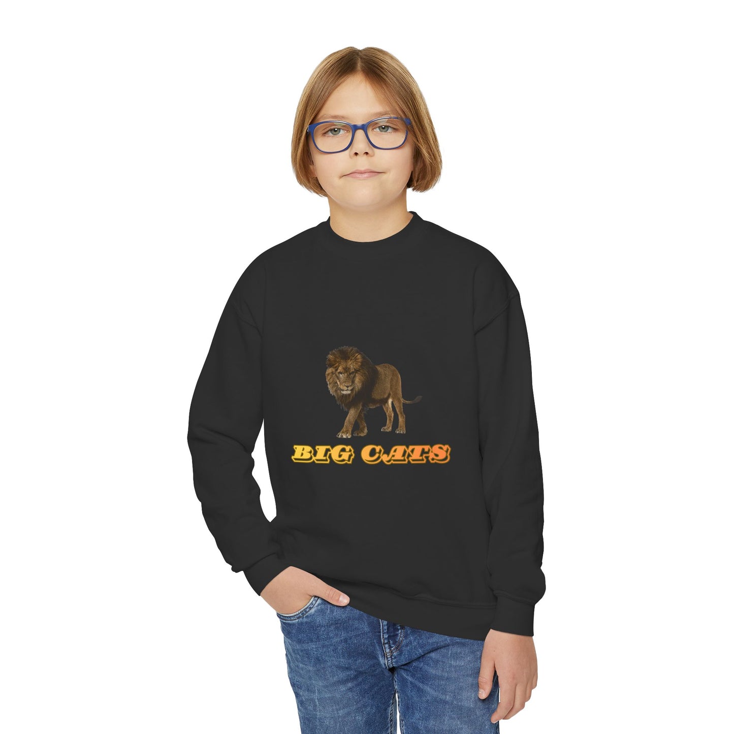 Youth Lion Big Cats Crewneck Sweatshirt