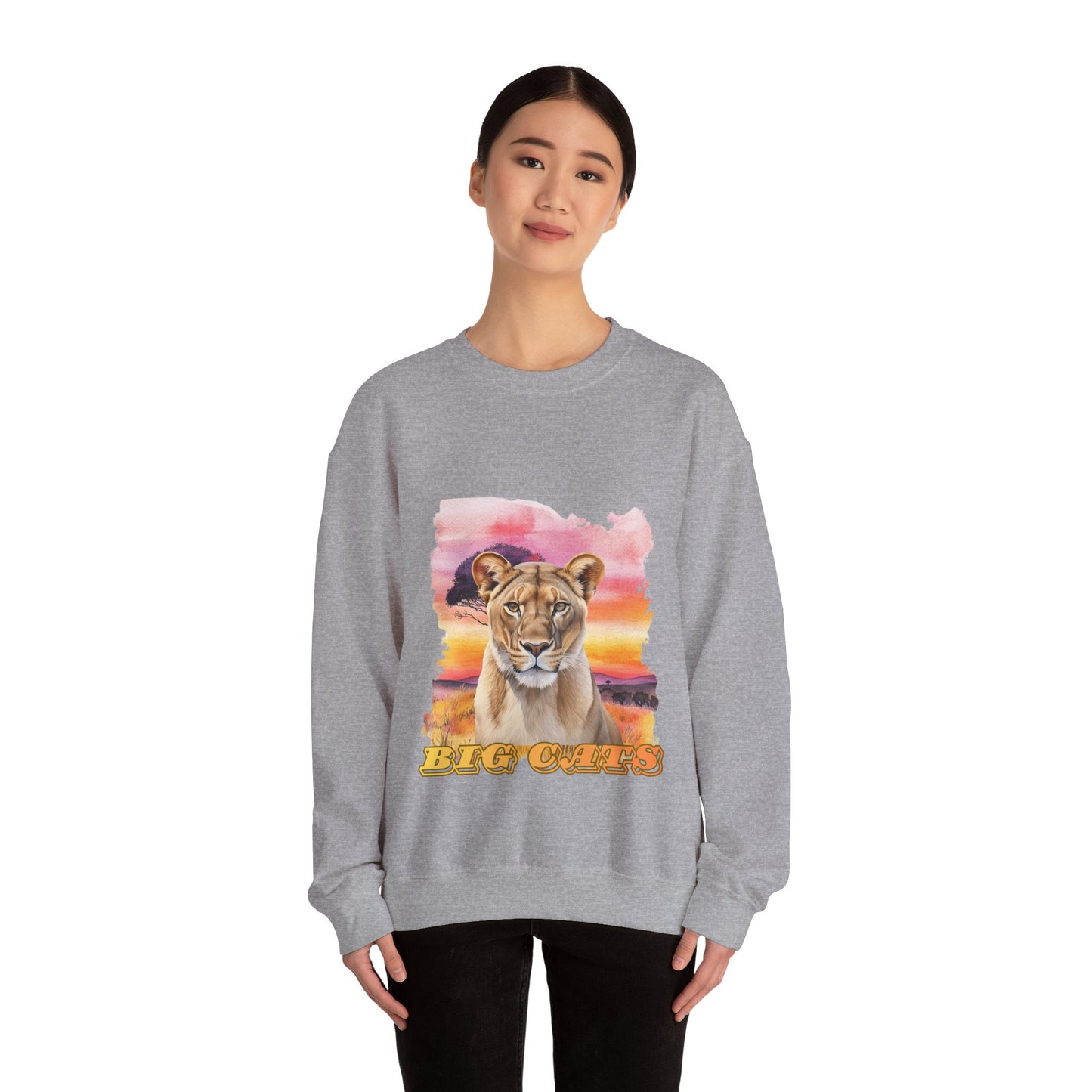 Women's Lioness Big Cats Sunset Crewneck Sweatshirt
