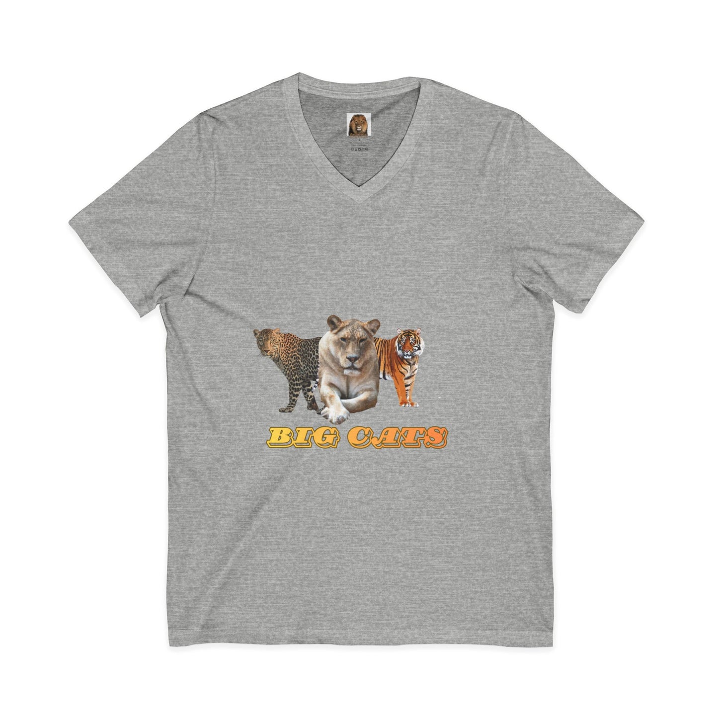 Unisex Big Cats Lioness Short Sleeve V-Neck Tee