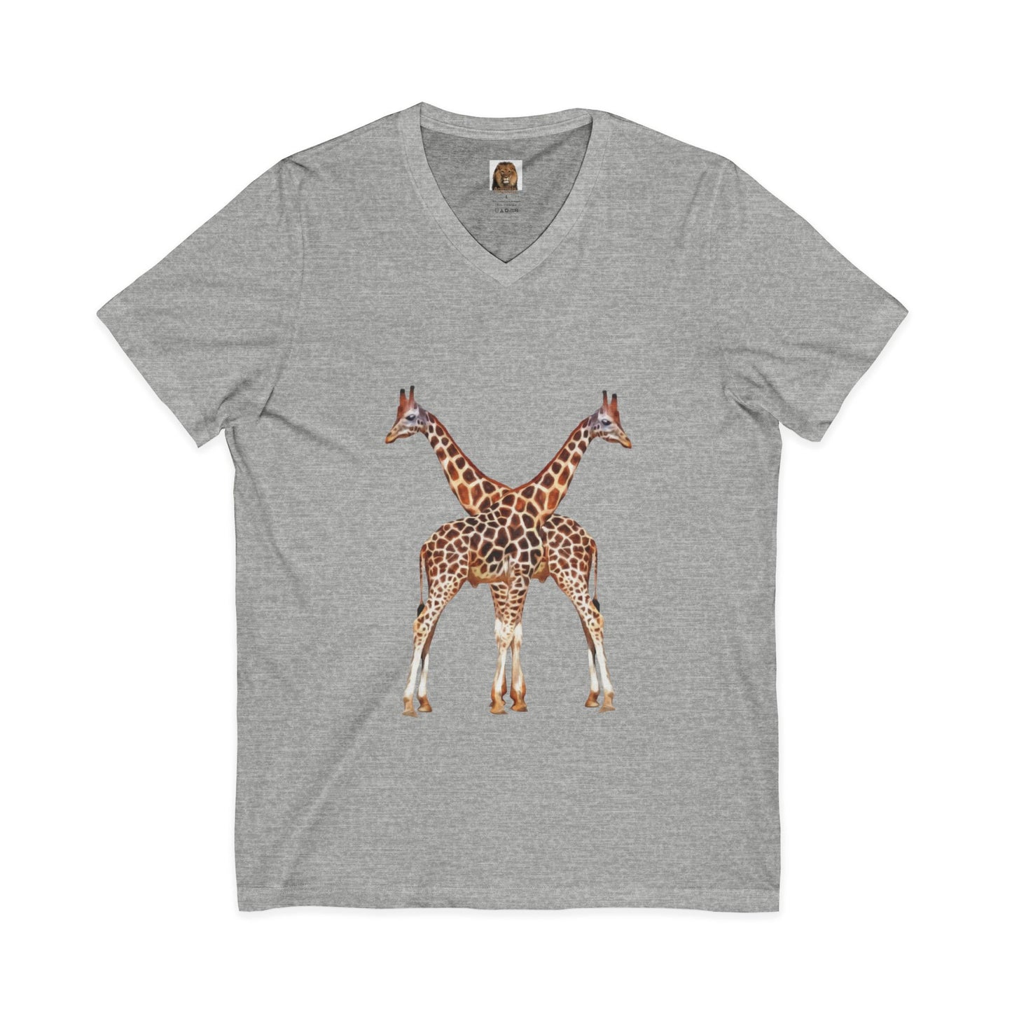 Unisex Giraffe Love V-Neck Tee for Animal Lovers
