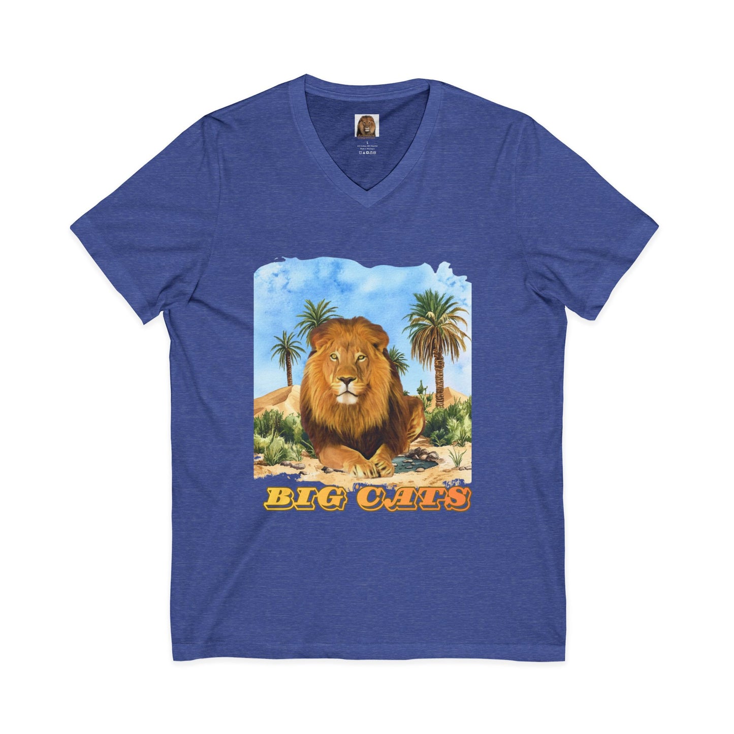 Men's Lion Big Cats Short Sleeve V-Neck Tee