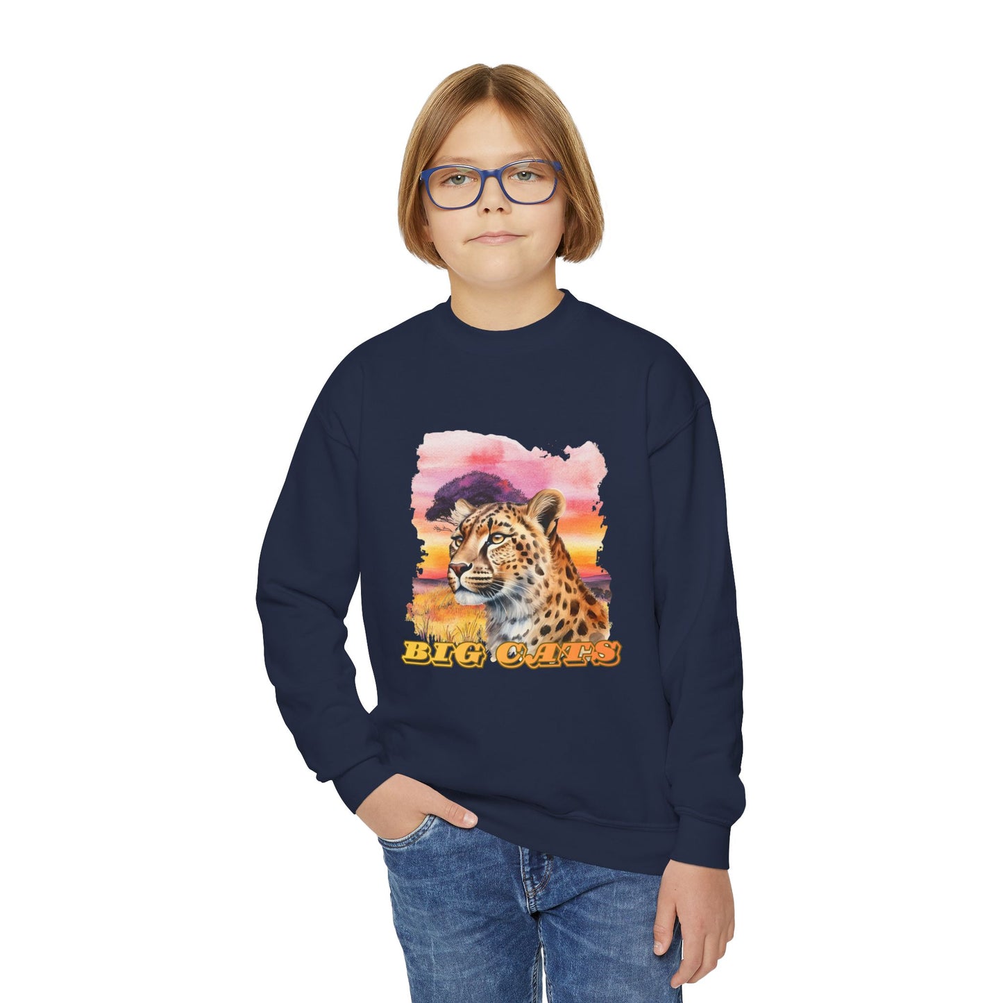 Girl's Cheetah Big Cats Crewneck Sweatshirt