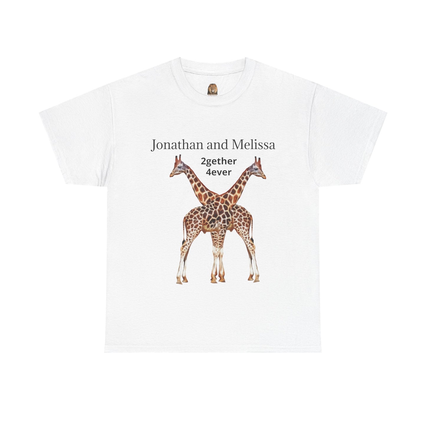 Personalized Giraffe Couple Unisex Crew Neck T-Shirt for Animal Lovers
