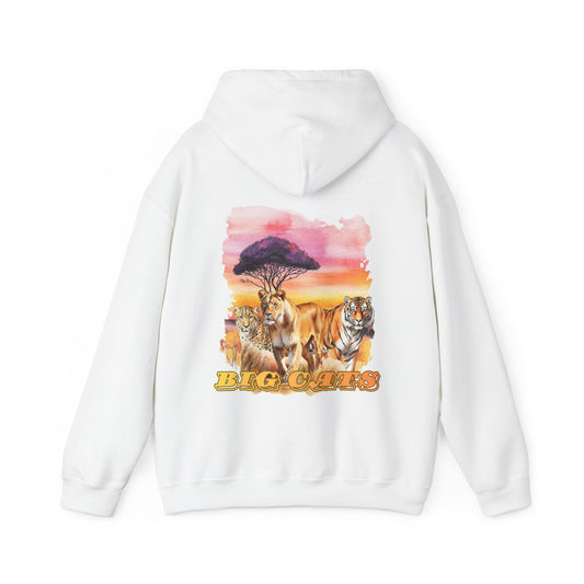 Women's Big Cats Hoodie - Cheetah, Lion, and Tiger Graphic Print